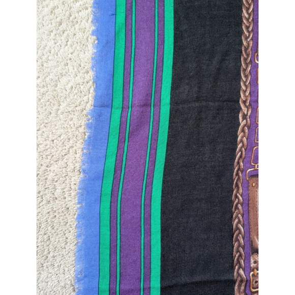 Vintage Lauren Ralph Lauren Silk Scarf *HOLES Equestrian Belt Crest 40" LXVII - Picture 9 of 16